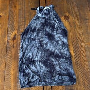 Ginger G Black and Gray Tie-Dye Tank Top